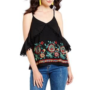Gianni Bini | Exposed Shoulder Embroidered Blouse